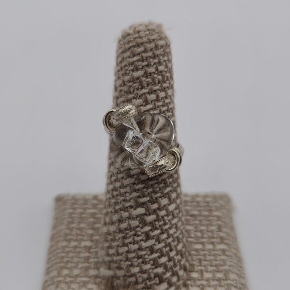 Size 6.5 Sterling Silver Handmade Glass Scrolled Band Ring A2780 - Picture 1 of 8